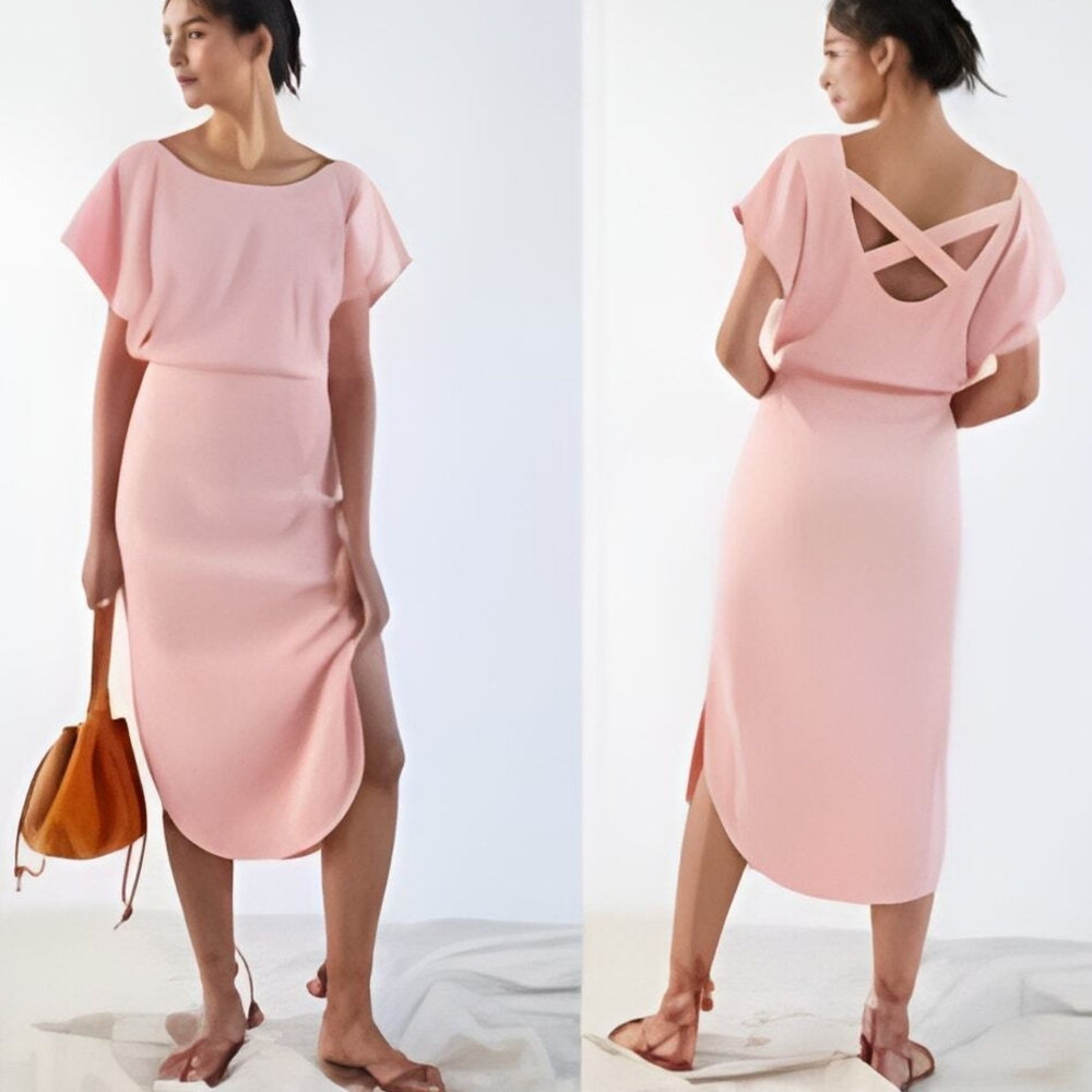 Anthropologie Daily Practice Pink Dolman Sleeve Midi Dress - Picture 10 of 10